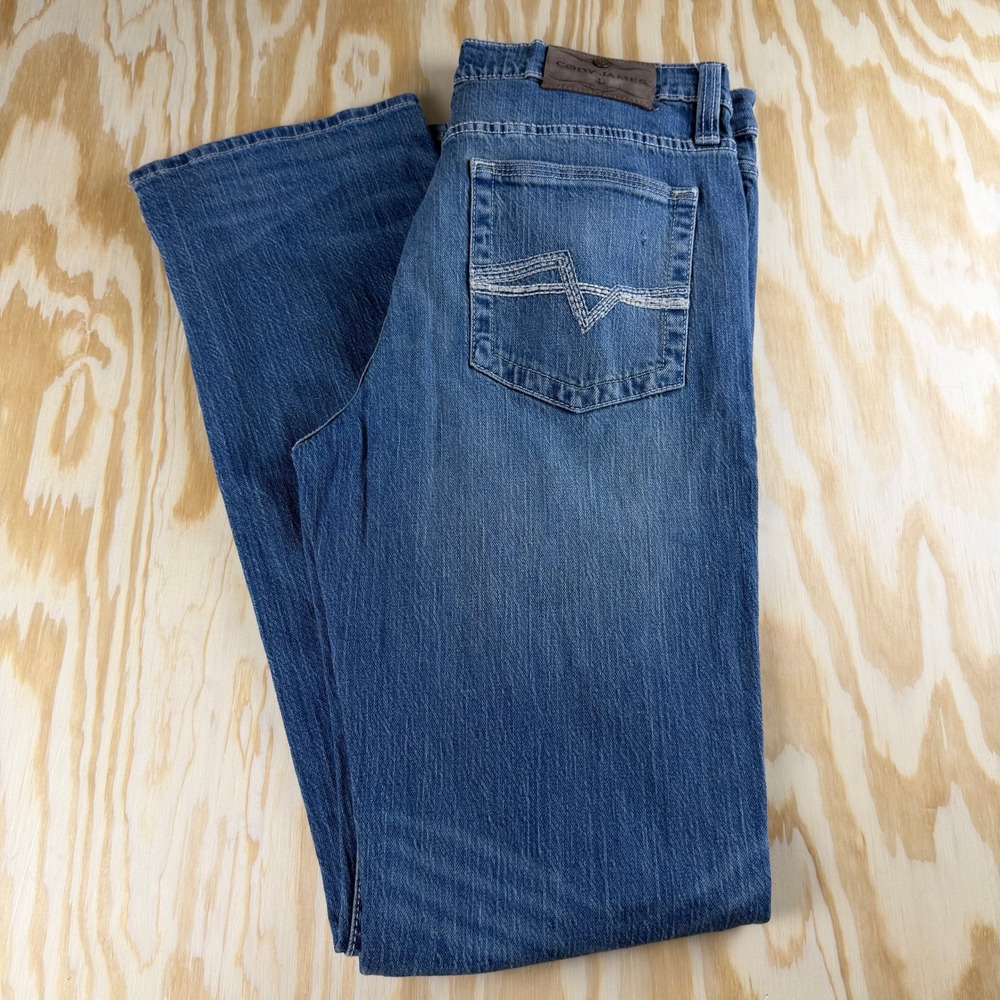 Cody James Mens 32x34 Bootcut Jeans Medium Wash Blue Denim Western Stretch